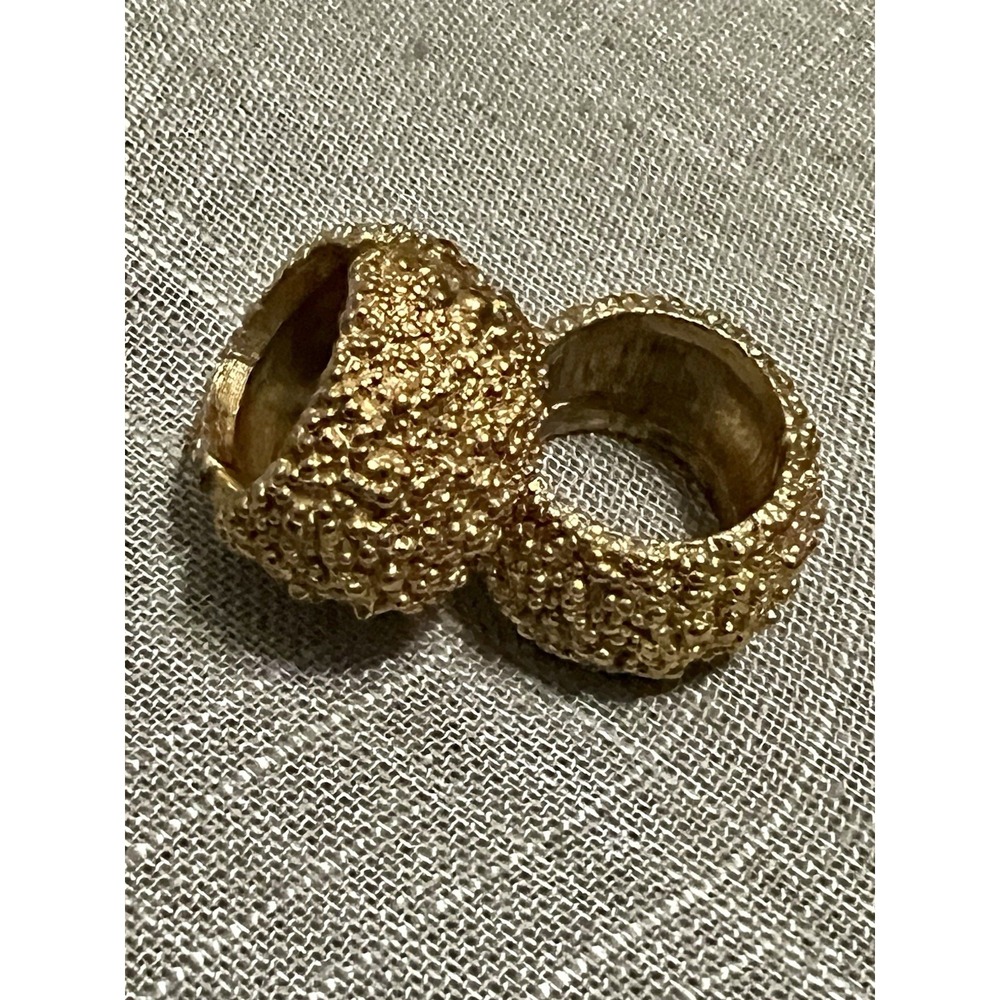 Vintage Napier Gold Nugget Hoop Earrings Bold Chunky Hinged Closure 1950s